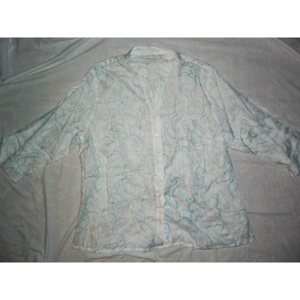 NWT Women's Tweeds Woman White Linen Top with Stitching Size 1X